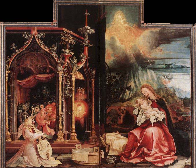 Matthias  Grunewald Concert of Angels and Nativity